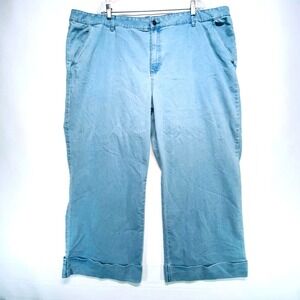 Denim‎ 24/7 Women's Light Wash Wide Leg Crop Jeans Size 28W